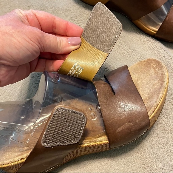 Dansko Lacee Wedges Leather cutout slide Strappy platform taupe size 38/US 7.5-8 - Picture 5 of 14